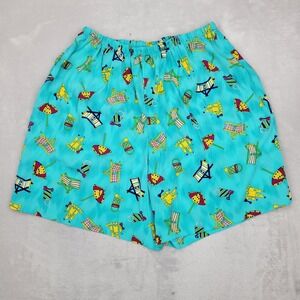 SG Sport Shorts Women 1X Vintage USA Beach Swim Sand Castle Lounge Tan Pool AOP